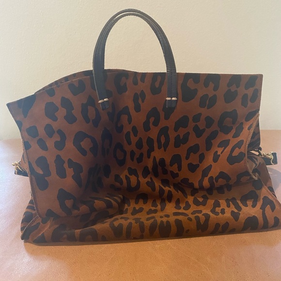 Clare V. Simple Tote in Leopard Suede (Cognac Pablo Cat) - Picture 6 of 11